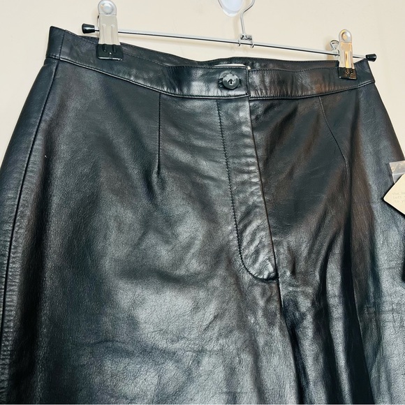 NWT Vintage Deadstock High Rise Black 100% Leather Straight Leg Pant 4 - Picture 13 of 14
